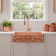 NAUXUS Copper Farmhouse Kitchen Sink, Handmade Hammered Single-Bowl Copper Apron Sink Include Kitchen Basket Stainer , FMHK05-NX
