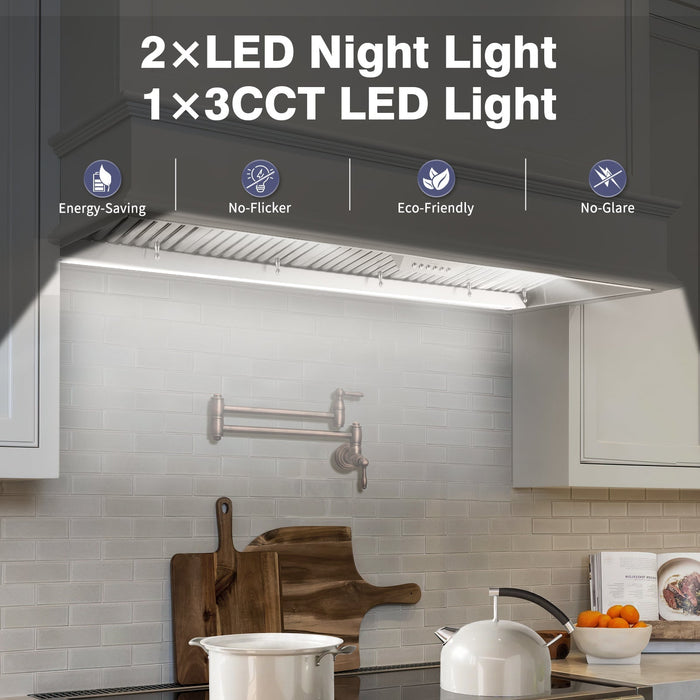 60" Range Hood Insert, 1200 CFM Stainless Steel Ducted Vent Hood Insert with Dimmable LED Lights - NX-19IS-60