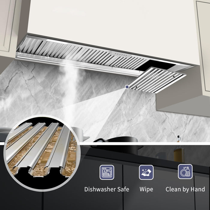 60" Range Hood Insert, 1200 CFM Stainless Steel Ducted Vent Hood Insert with Dimmable LED Lights - NX-19IS-60