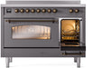 ILVE Nostalgie II 48" Electric Range, Matte Graphite, Bronze Trim UPI486NMPMGB ILVE