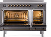 ILVE Nostalgie II 48" Electric Range, Matte Graphite, Bronze Trim UPI486NMPMGB ILVE