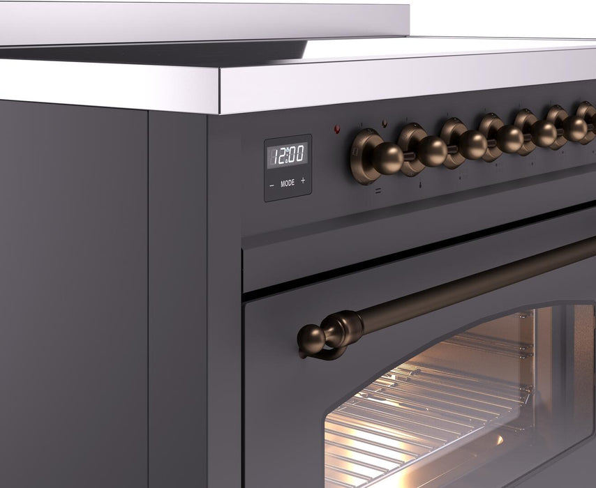 ILVE Nostalgie II 48" Electric Range, Matte Graphite, Bronze Trim UPI486NMPMGB ILVE