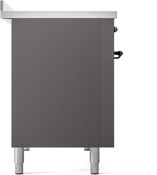 ILVE Nostalgie II 48" Electric Range, Matte Graphite, Bronze Trim UPI486NMPMGB ILVE