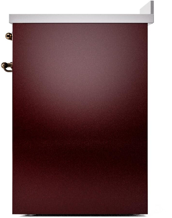 ILVE Nostalgie II 30" Electric Range, Burgundy, Bronze Trim UPI304NMPBUB ILVE