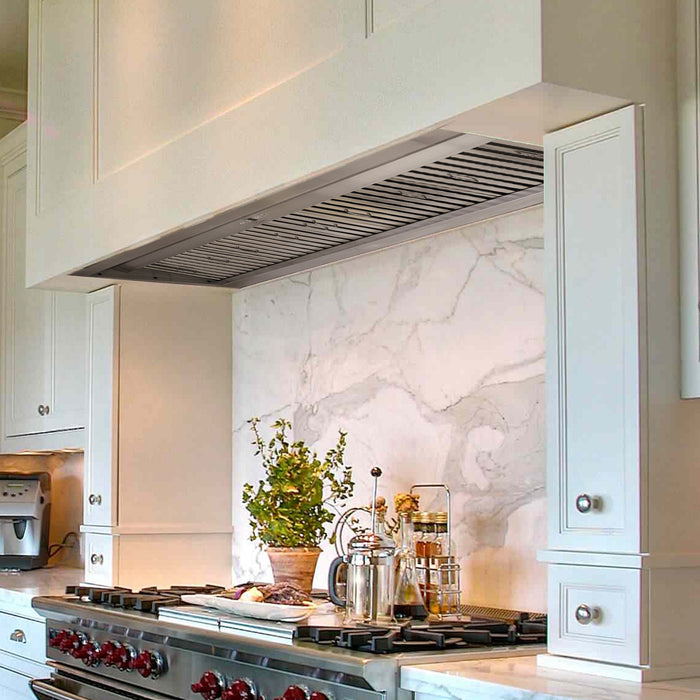 Nauxus 60 Inch Range Hood Insert with 1200 CFM Powerful Suction, Ultra Quiet Ducted Stainless Steel Kitchen Stove Vent Hood with Dimmable LED Lights, Timer, 4-Speed Touch Control , NX-19IL-60