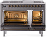 ILVE Nostalgie II 48" Dual Fuel Liquid Propane Range, Matte Graphite, Bronze Trim UP48FNMPMGBLP ILVE