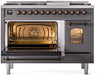 ILVE Nostalgie II 48" Dual Fuel Liquid Propane Range, Matte Graphite, Bronze Trim UP48FNMPMGBLP ILVE