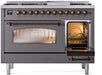 ILVE Nostalgie II 48" Dual Fuel Liquid Propane Range, Matte Graphite, Bronze Trim UP48FNMPMGBLP ILVE