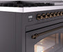 ILVE Nostalgie II 48" Dual Fuel Liquid Propane Range, Matte Graphite, Bronze Trim UP48FNMPMGBLP ILVE