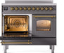 ILVE Nostalgie II 40" Electric Range, Matte Graphite, Brass Trim UPDI406NMPMGG ILVE