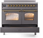 ILVE Nostalgie II 40" Electric Range, Matte Graphite, Brass Trim UPDI406NMPMGG ILVE