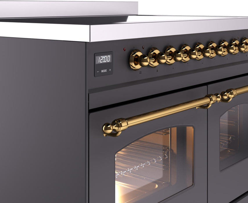 ILVE Nostalgie II 40" Electric Range, Matte Graphite, Brass Trim UPDI406NMPMGG ILVE