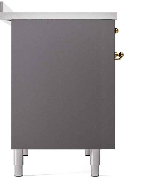 ILVE Nostalgie II 40" Electric Range, Matte Graphite, Brass Trim UPDI406NMPMGG ILVE