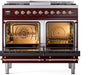 ILVE Nostalgie II 40" Dual Fuel Natural Glass Range, Burgundy, Copper Trim UPD40FNMPBUP ILVE