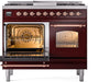 ILVE Nostalgie II 40" Dual Fuel Natural Glass Range, Burgundy, Copper Trim UPD40FNMPBUP ILVE