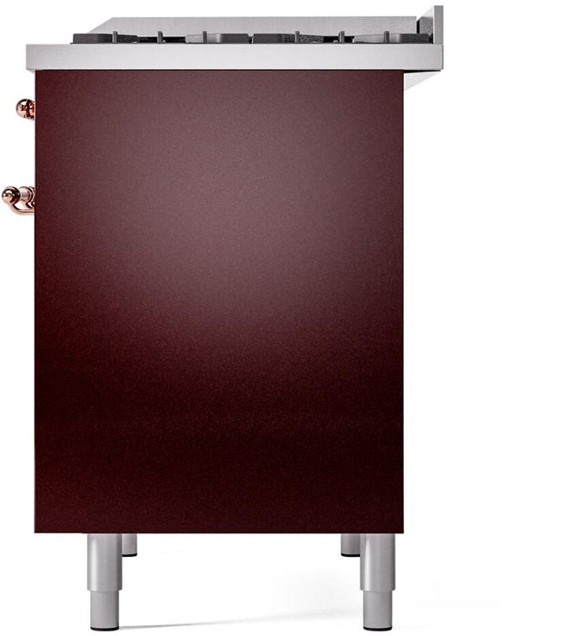 ILVE Nostalgie II 40" Dual Fuel Natural Glass Range, Burgundy, Copper Trim UPD40FNMPBUP ILVE
