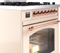 ILVE Nostalgie II 30" Dual Fuel Natural Gas Range, Antique White, Copper Trim UP30NMPAWP ILVE