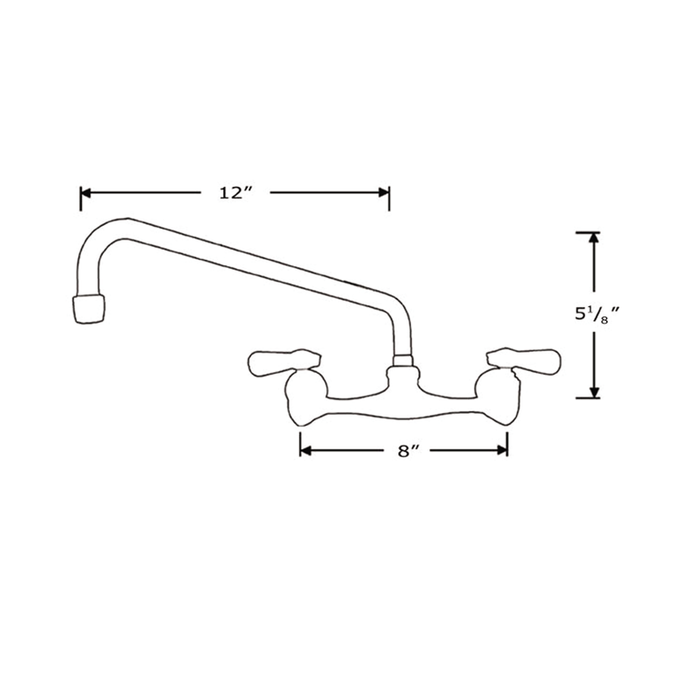 Whitehaus Widespread Chrome Finish Wall Mount Brass Kitchen Faucet WHFS812-C