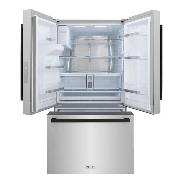 ZLINE Autograph Edition 36" Standard-Depth French Door External Water Dispenser Refrigerator, Dual Ice Maker, Fingerprint-Resistant Stainless Steel RSMZ-W-36-FMB