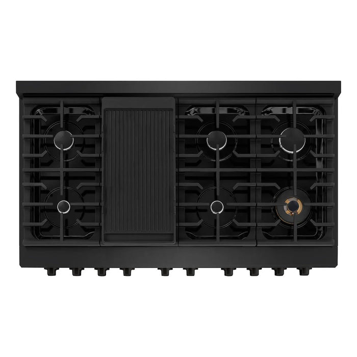 ZLINE 48 in.Gas Range, Convection Gas Oven, Black Stainless Steel, SGRB-48