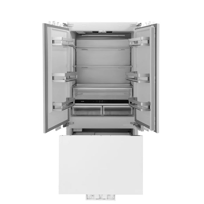 ZLINE Autograph Edition 36" Panel Ready Built-In Bottom Freezer Refrigerator, Water Dispenser, Ice Maker, Accents RBIVZ-36-CB