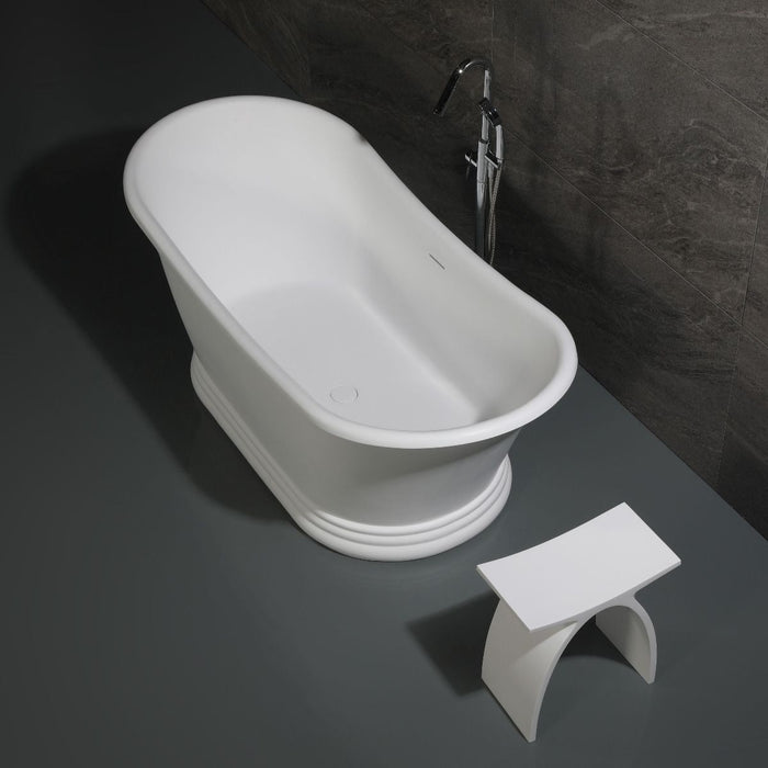 ALFI brand 67" White Matte Pedestal Solid Surface Resin Bathtub AB9950