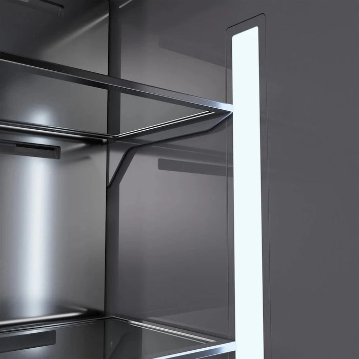 ZLINE 36" Built-In Bottom Freezer Refrigerator with Water Dispenser, Ice Maker, Stainless Steel, Graphite Gray Interior, Polished Gold GRBIVZ-304-36G