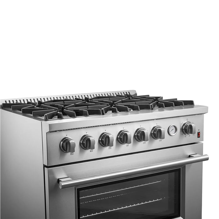 Forno 36" Gas Range,  Built-In Temperature Gauge, FFSGS6277-36