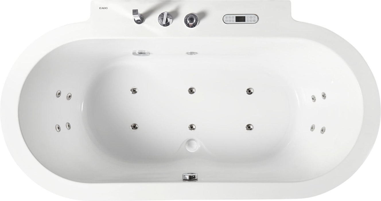 EAGO 6 ft Acrylic White Whirlpool Bathtub, Fixtures AM128ETL