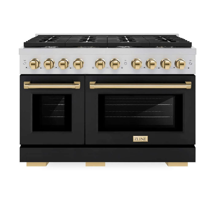 ZLINE 48"Gas Range, Convection Oven Black Matte, Gold, SGRZ-BLM-48-G