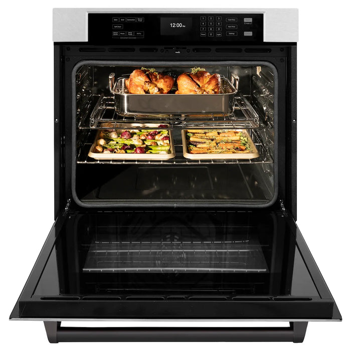 ZLINE 30"Professional True Convection Single Wall Oven, Air Fry, Self Clean, DuraSnow® Matte Black WASSZ-30-MB