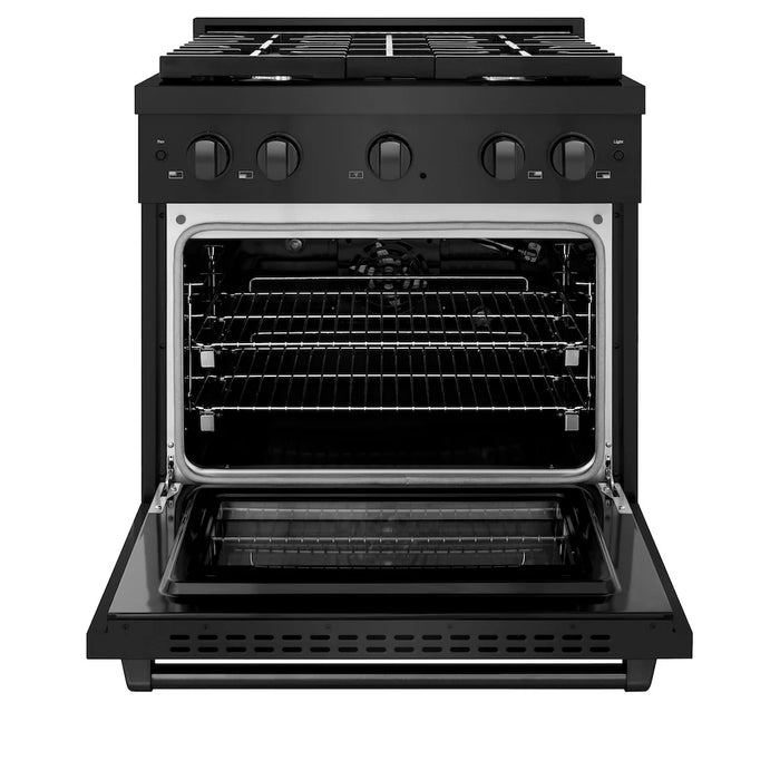 ZLINE 30"Paramount Dual Fuel Range Black Stainless Steel, SDRB-30