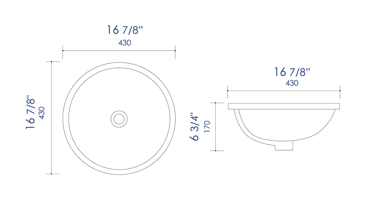 ALFI brand White 17" Round Undermount Ceramic Sink ABC601