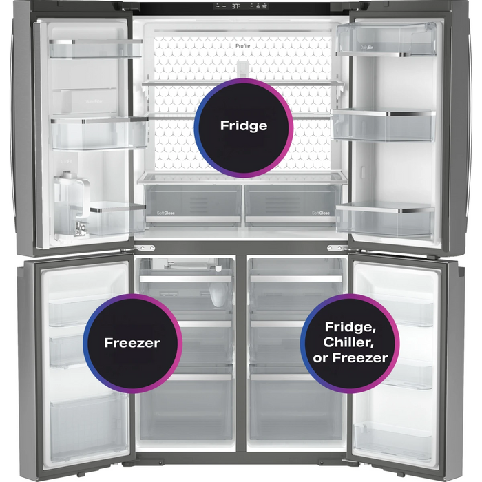 GE 36" 4-Door French Door Smart Refrigerator, PAE28BYTFS