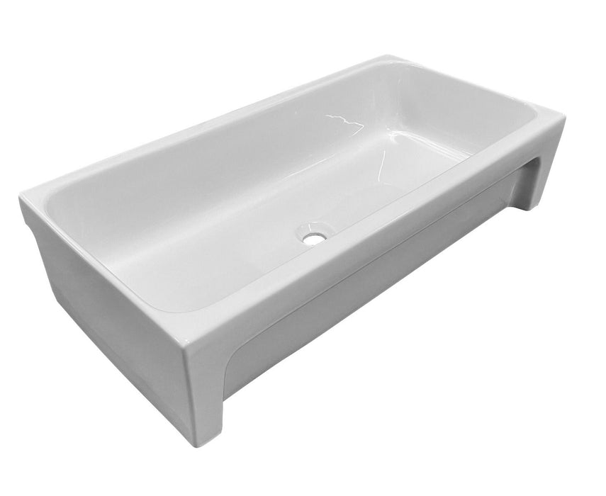 ALFI brand 36" White Above Mount Fireclay Bath Trough Sink AB36TR