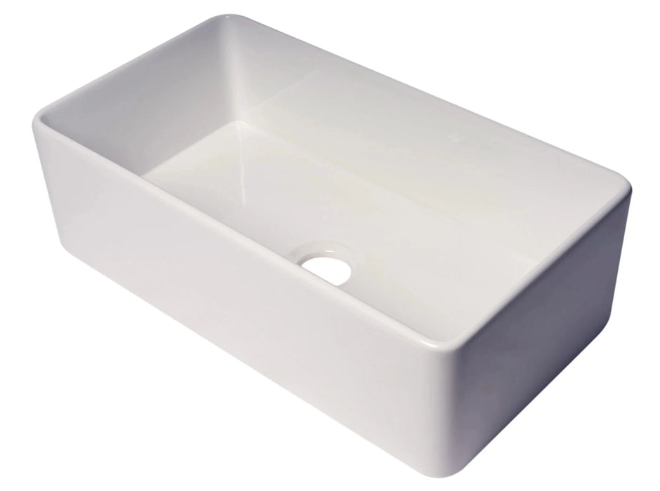 ALFI brand Smooth Apron 33" Single Bowl Fireclay Farm Sink ABF3318S
