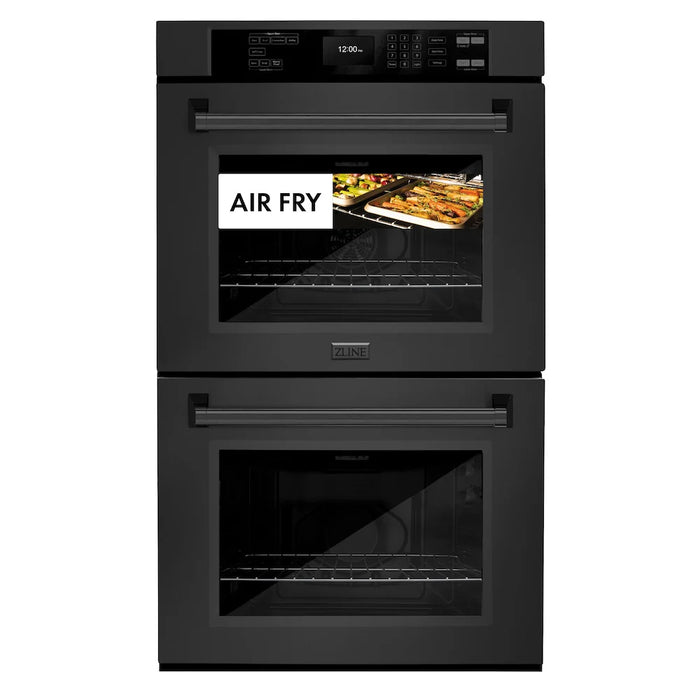 ZLINE 30"Professional True Convection Double Wall Oven, Air Fry, Self Clean Black Stainless Steel WADB-30