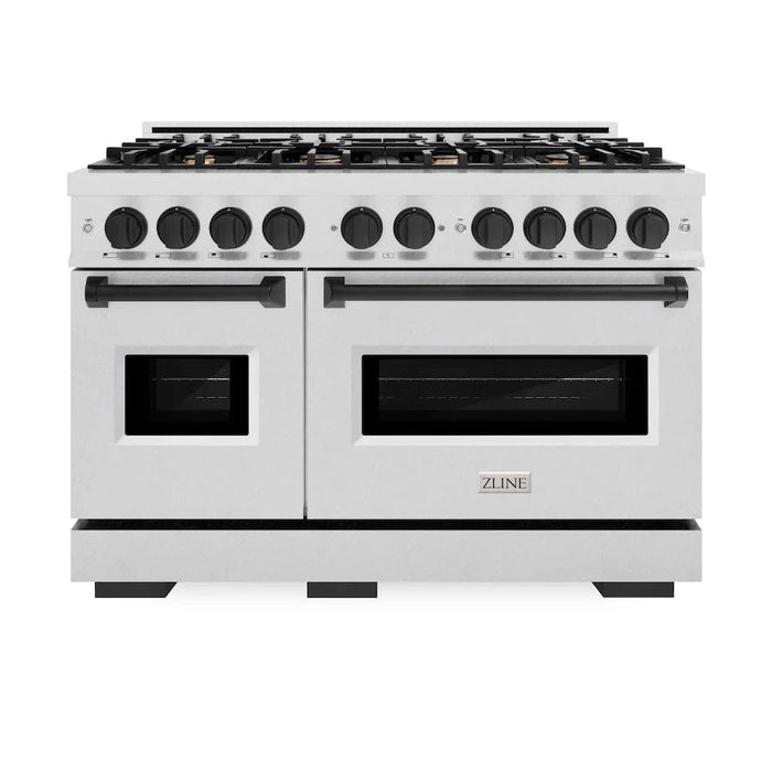 ZLINE 48"Classic Gas Range, Convection Gas Oven, DuraSnow® Stainless Steel, Matte Black CGRSZ-48-MB