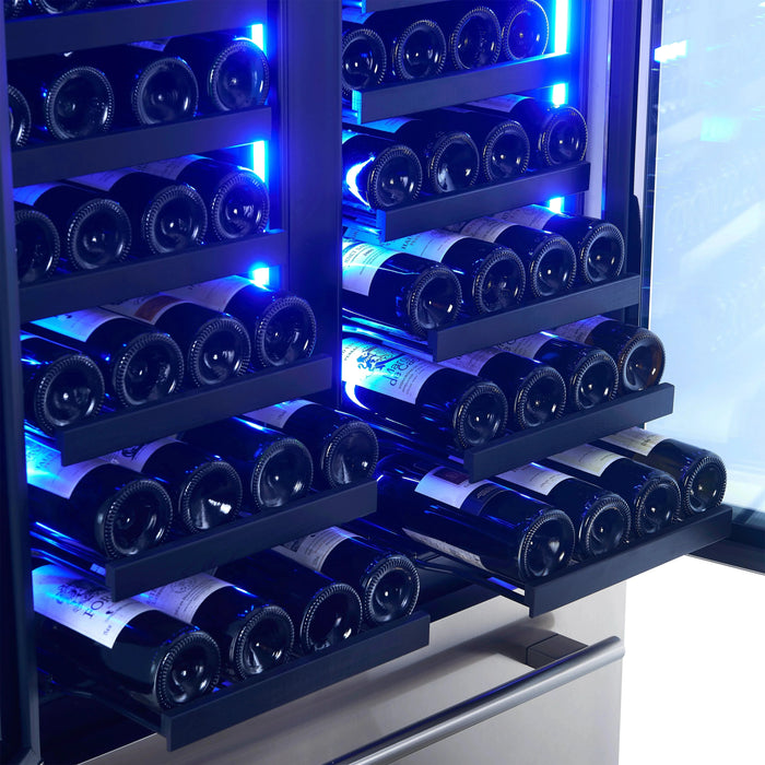 FORNO Campania 32" 120 Bottle Triple Zone French Door Wine Cooler FWCDR6635-32S