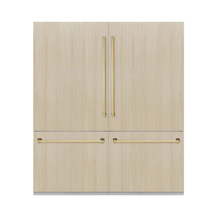 ZLINE 72" Panel Ready Built-In Bottom Freezer Refrigerator,Water Dispenser, Ice Maker,Graphite Gray Polished Gold GRBITZ-72-G