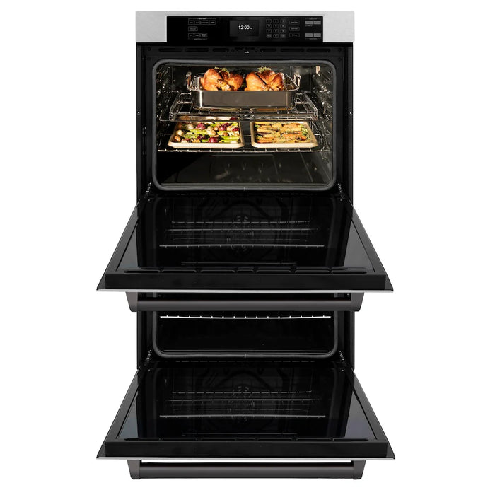 ZLINE 30"Professional True Convection Double Wall Oven, Air Fry, Self Clean, DuraSnow® Matte Black WADSZ-30-MB