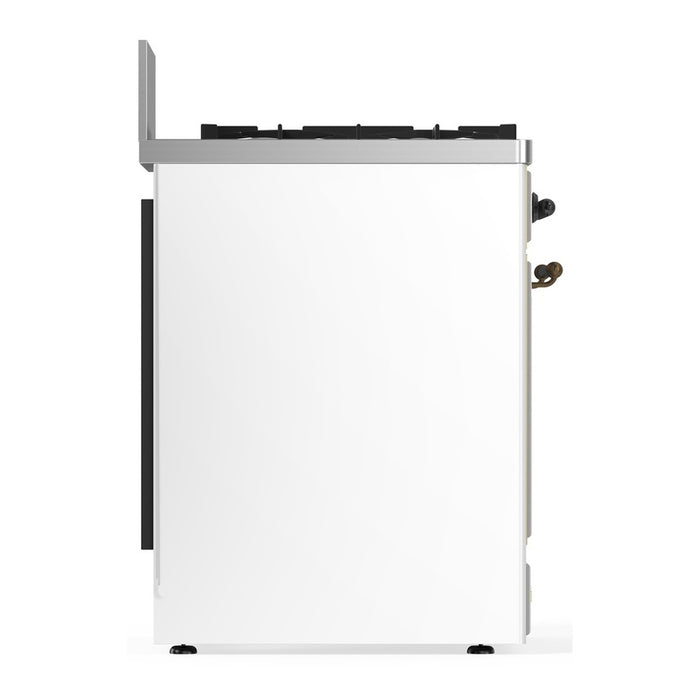 ILVE Majestic III 30" Dual Fuel, Natural Gas, Range, White, Copper Trim UM30NR3WHP