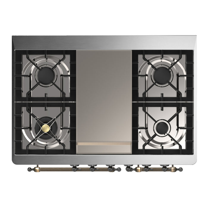 ILVE Majestic III 40" Dual Fuel, Range, Emerald Green, Burnished Trim UMD40FNR3EGB