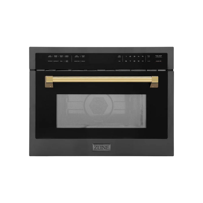 ZLINE 24" Convection Microwave, Black Stainless, Gold MWOZ-24-BS-G