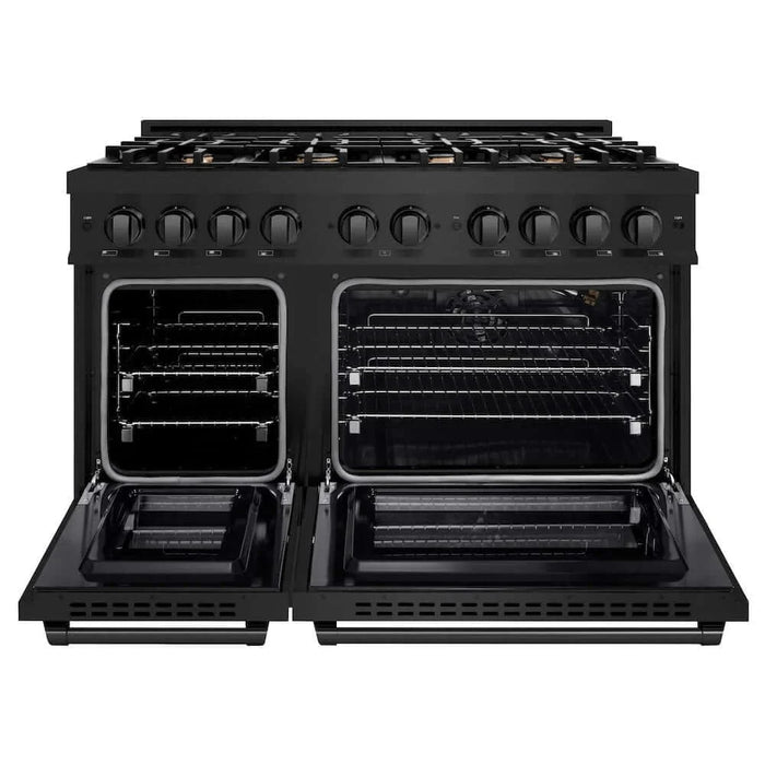 ZLINE 48" Select Gas Range Convection Gas Oven Black Stainless Steel Brass Burners HGRB-BR-48