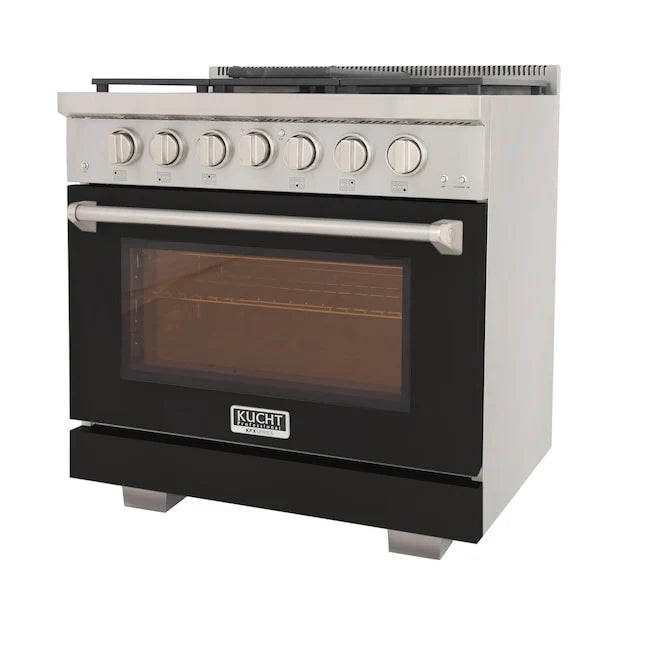 Kucht 36" Professional Gas Range, 6 Burners, Grill/Griddle, KFX360-BK