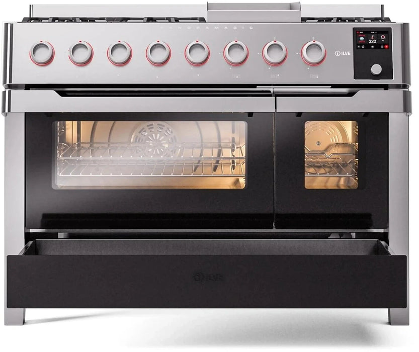 ILVE Panoramagic 48" Dual Fuel Range, Stainless Steel UPM12FDS3SS