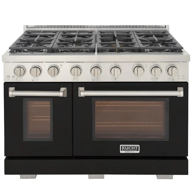 Kucht 48" Professional Gas Range, 7 Burners, Grill/Griddle, KFX480-BK