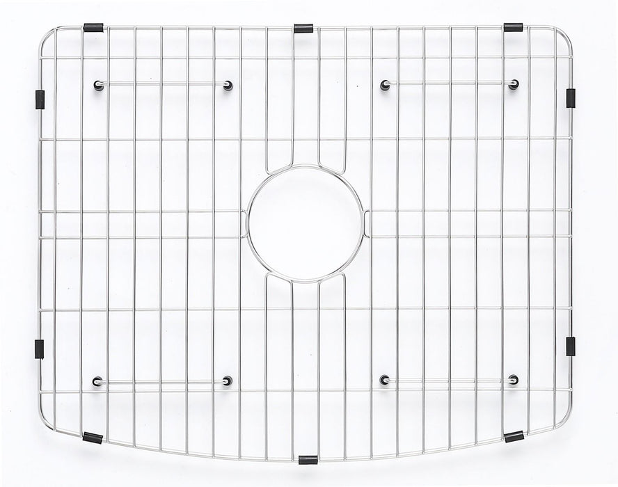 ALFI Brand White Smooth Curved Apron 24" Single Bowl Fireclay Farm Sink, Grid ABFC2420-W