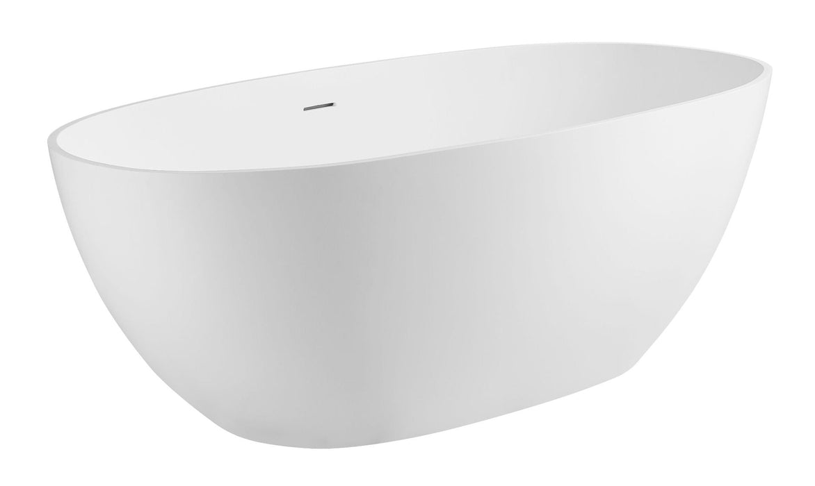 ALFI brand 59" White Oval Solid Surface Resin Soaking Bathtub AB9975